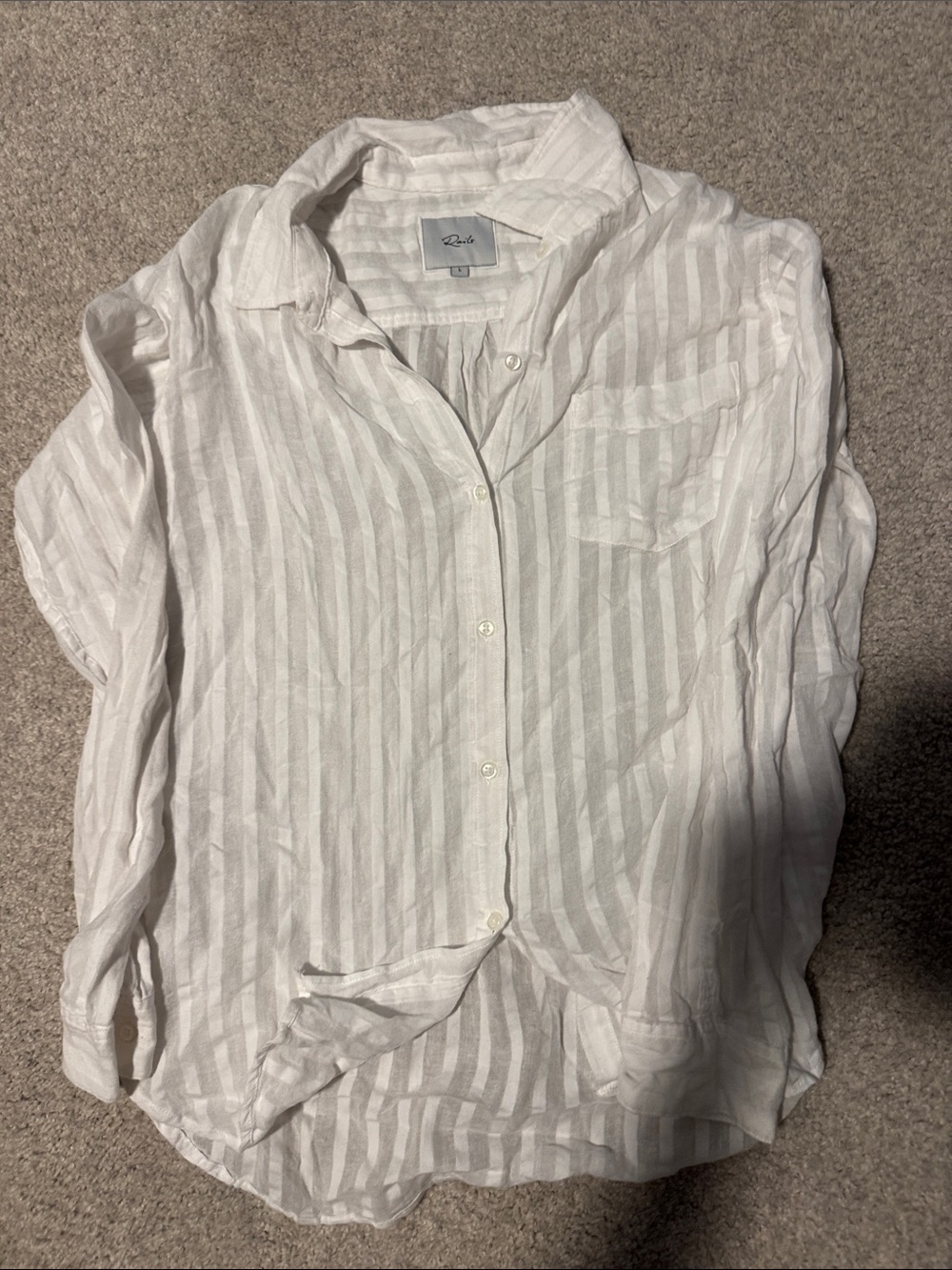 Rails White Semi-Sheer Striped Button Shirt
